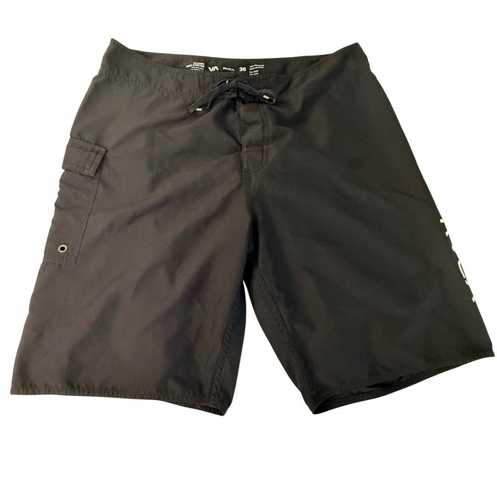 RVCA Mens Black Classic Non-Stretch Board Shorts Swim Trunks Size 36